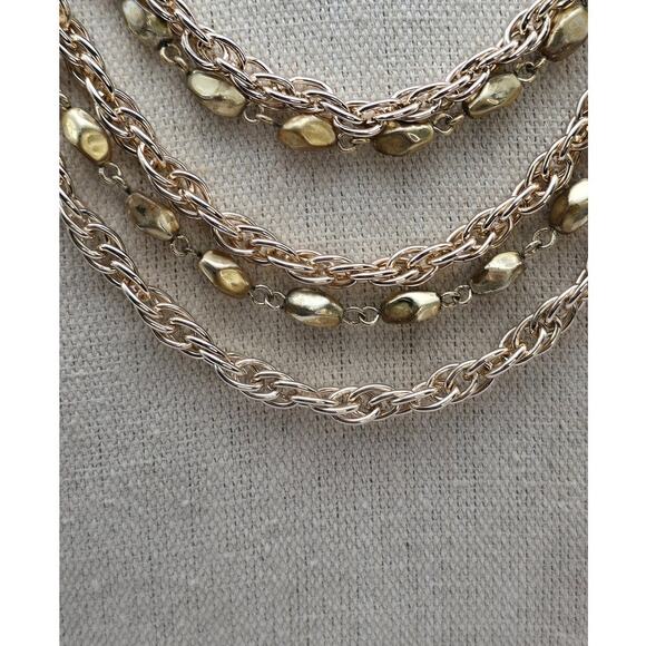 Coro Multi-Strand Gold-Tone Chain Mid-Century Vintage Necklace - Picture 3 of 7